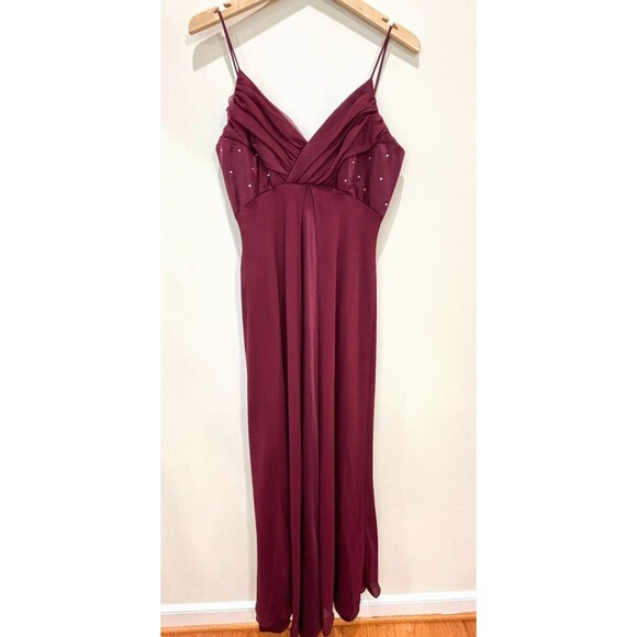 Vintage Y2K 90s Burgundy Chiffon Maxi Dress sz M Formal Prom Fairy Dark Romantic - Picture 1 of 13